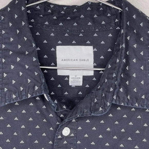 American Eagle Black Button Up Long Sleeve‎ Shirt Large Tall - Picture 2 of 4